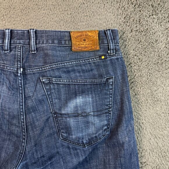 Lucky Brand Jeans Mens 36x30 Blue 121 Heritage Slim Fit Stretch Dark Wash Denim - Picture 9 of 16